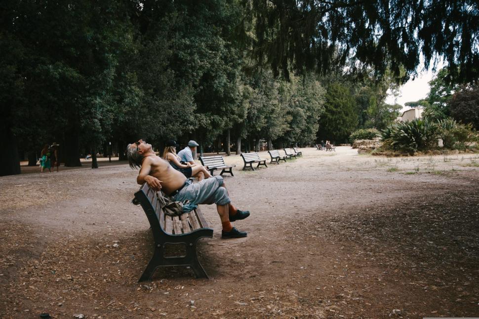 Free Image of Man Sitting on Bench in Park 