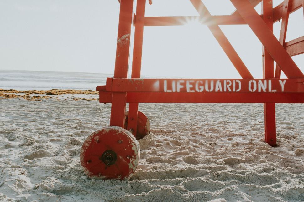 Free Image of Lifeguard Stand With Lifeguard Only Sign 