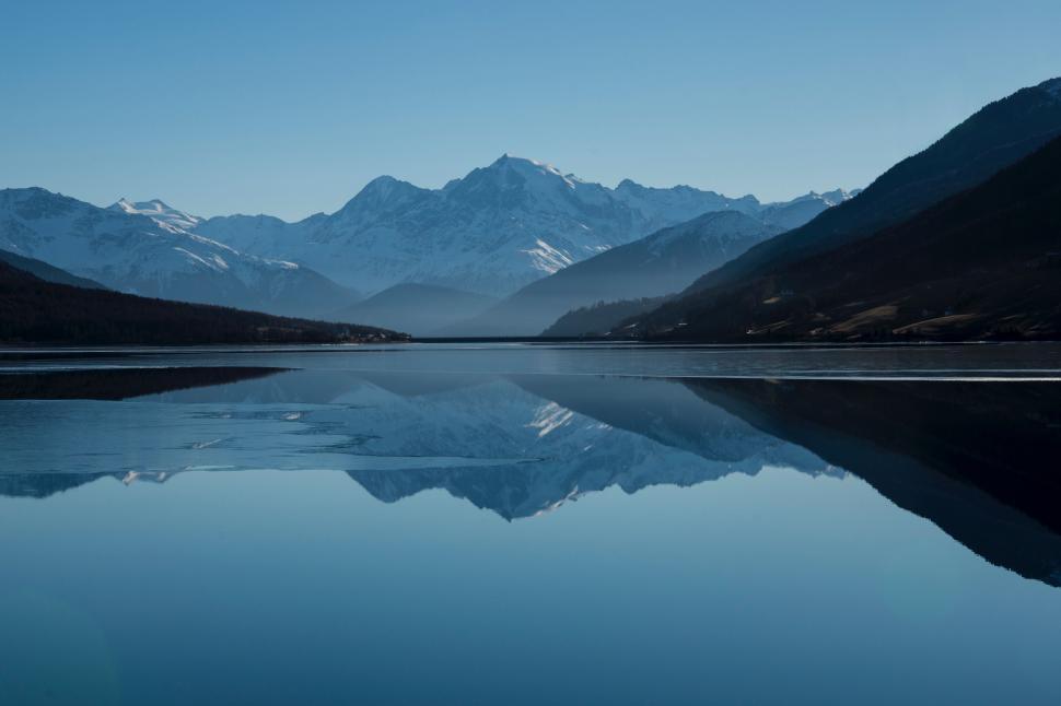 Free Image of Majestic Lake Surrounded by Towering Mountains 