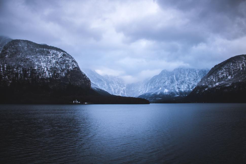 Free Image of Mountainous Lake Under Cloudy Sky 