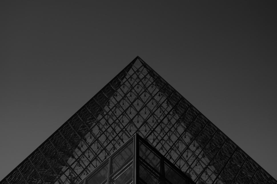 Free Image of Black and White Photo of a Pyramid 