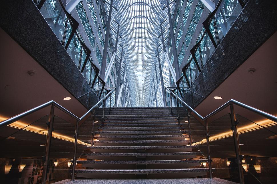 Free Image of Towering Building With Numerous Stairs 