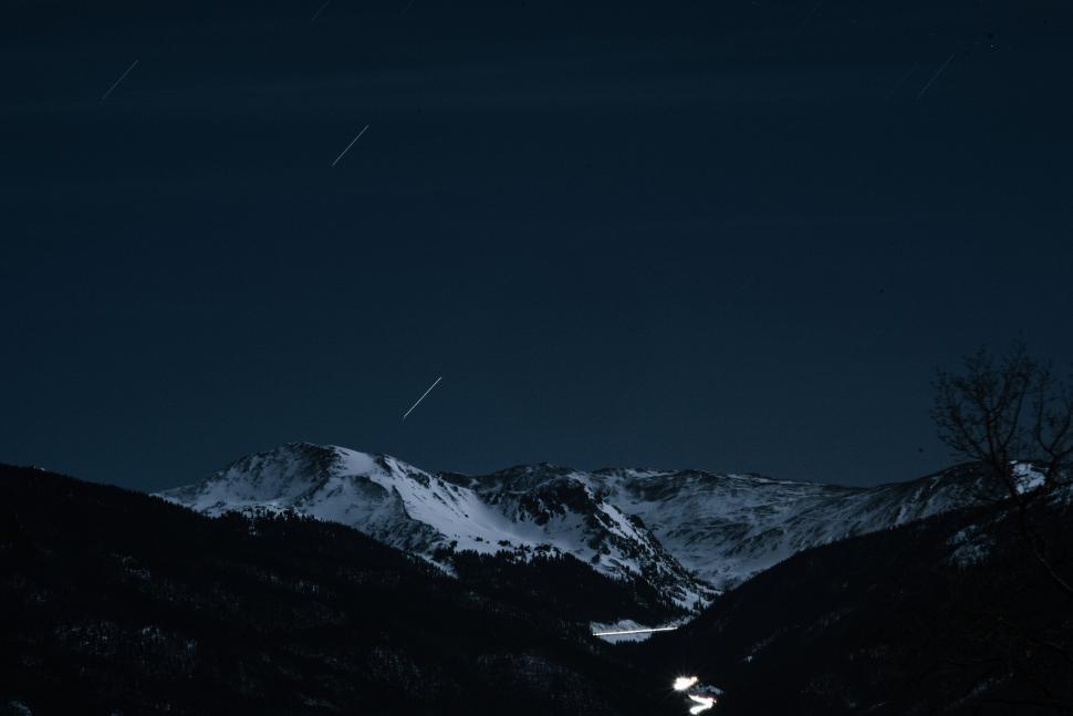 Free Image of Night View of Mountain Range With Stars in the Sky 