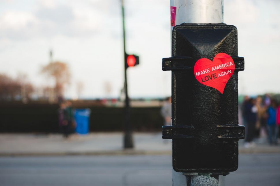 Free Image of Traffic Light With Heart Sticker 