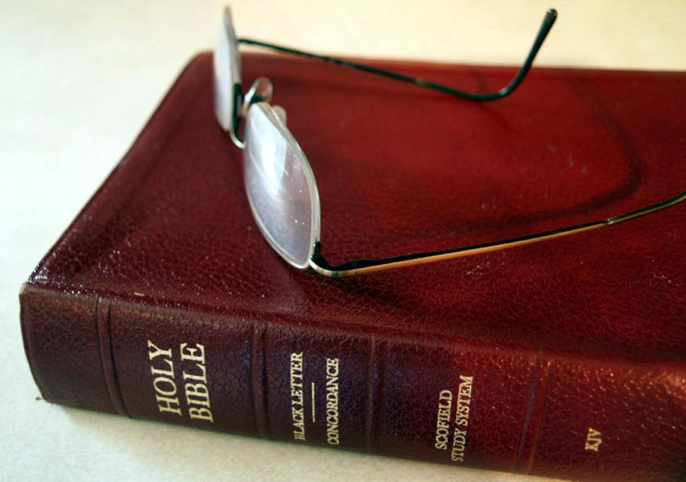 Free Image of Glasses with Bible 