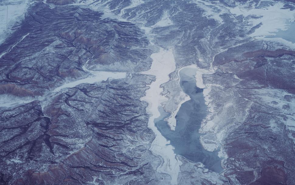 Free Image of Aerial View of River and Mountains 