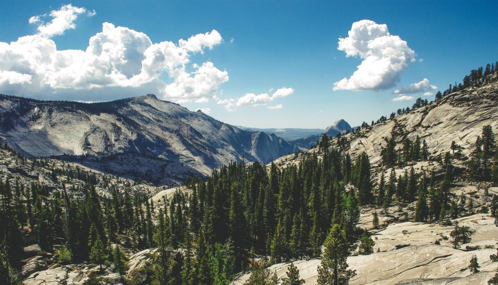 Free Image of Majestic Mountain Range With Trees in Foreground 