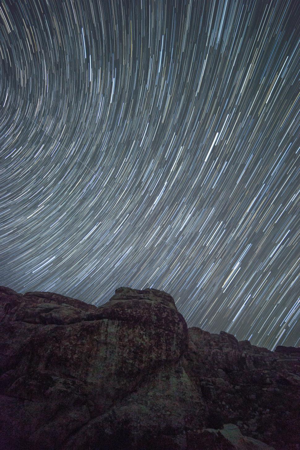Free Image of Star Trail Over Mountain 