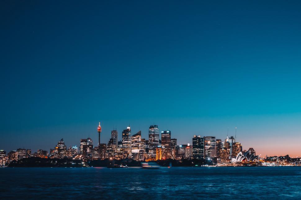 Free Image of City Night View From Water 