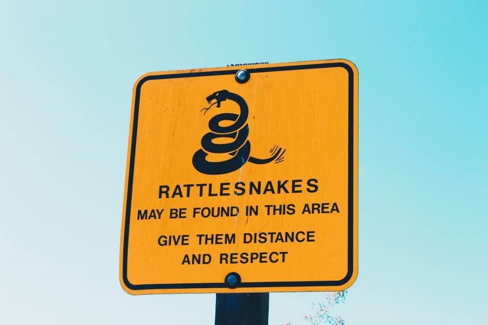 Free Image of Warning: Rattlesnakes May Be Found in This Area 