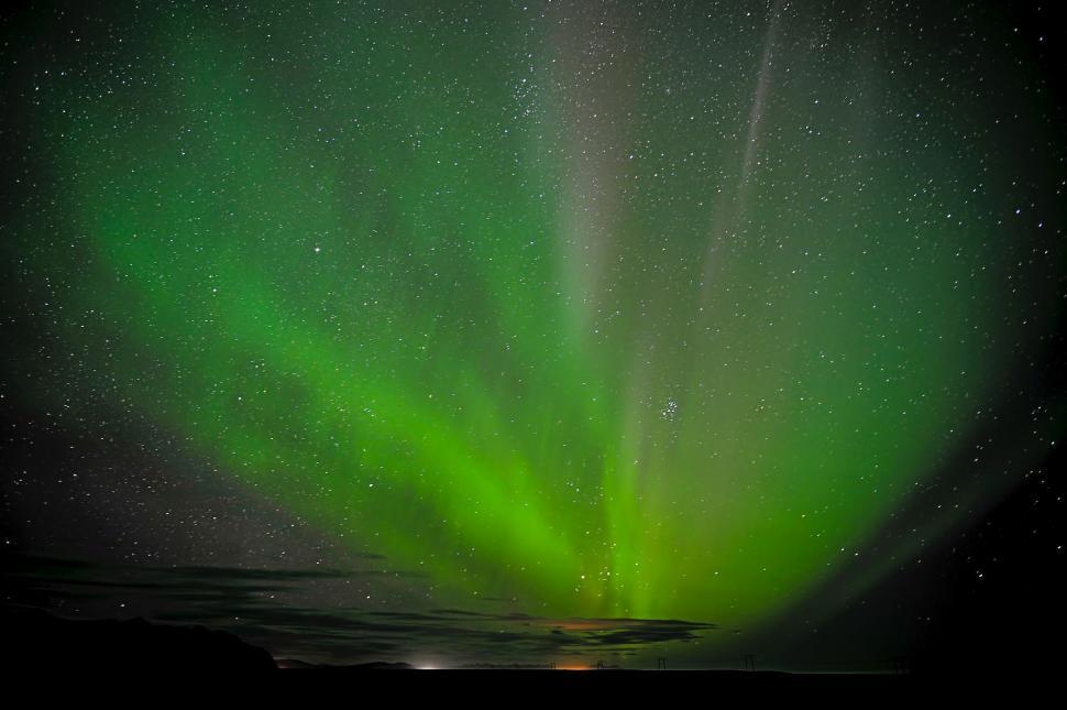 Free Image of Green and White Aurora Bore in the Night Sky 