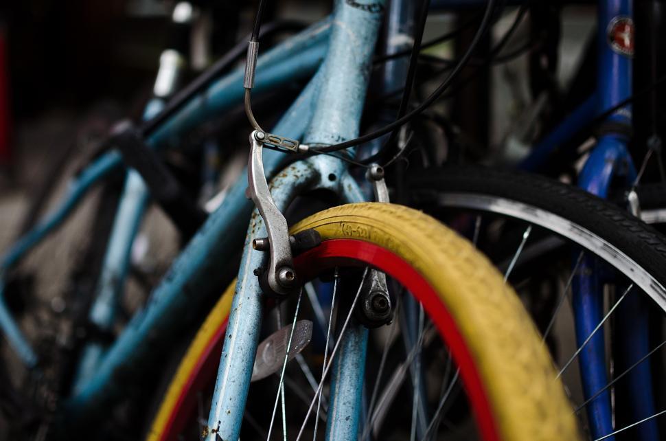 Free Image of Close Up of Many Different Colored Bikes 