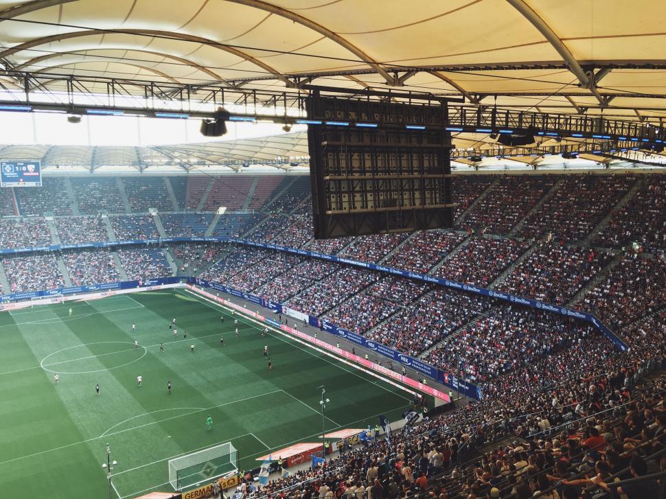 Free Image of Packed Stadium Observing Soccer Match 