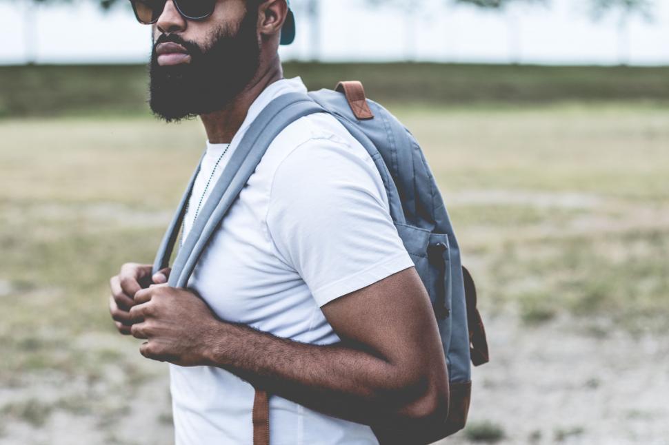 Free Image of Man With a Beard and a Backpack 