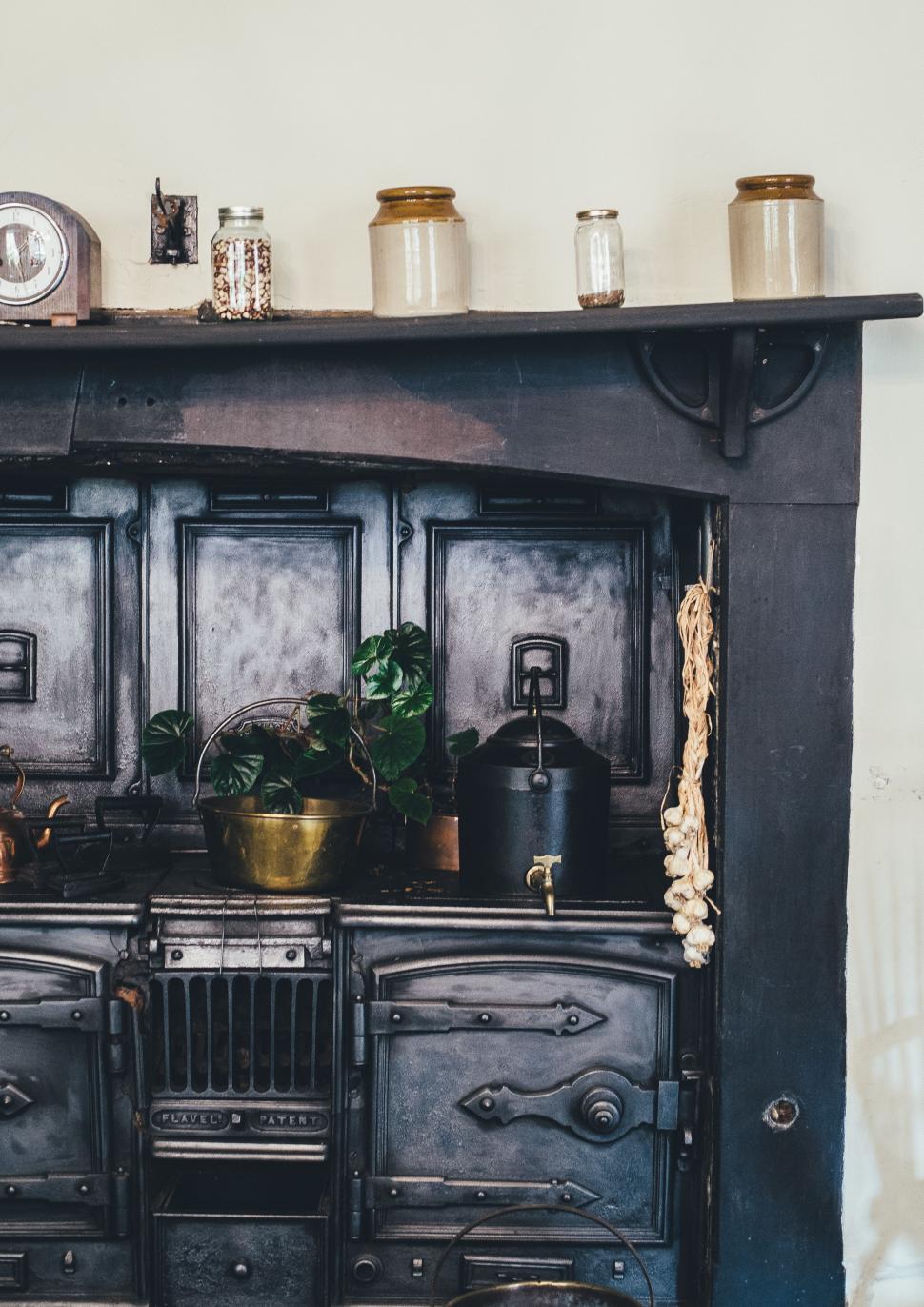 Free Image of Vintage Stove With Pots and Pans 