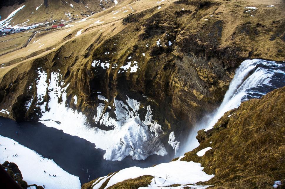 Free Image of Aerial View of Waterfall in the Mountains 