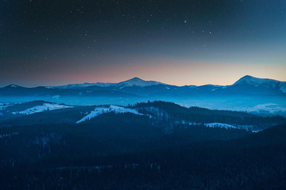 Free Image of Night View of Mountain Range 