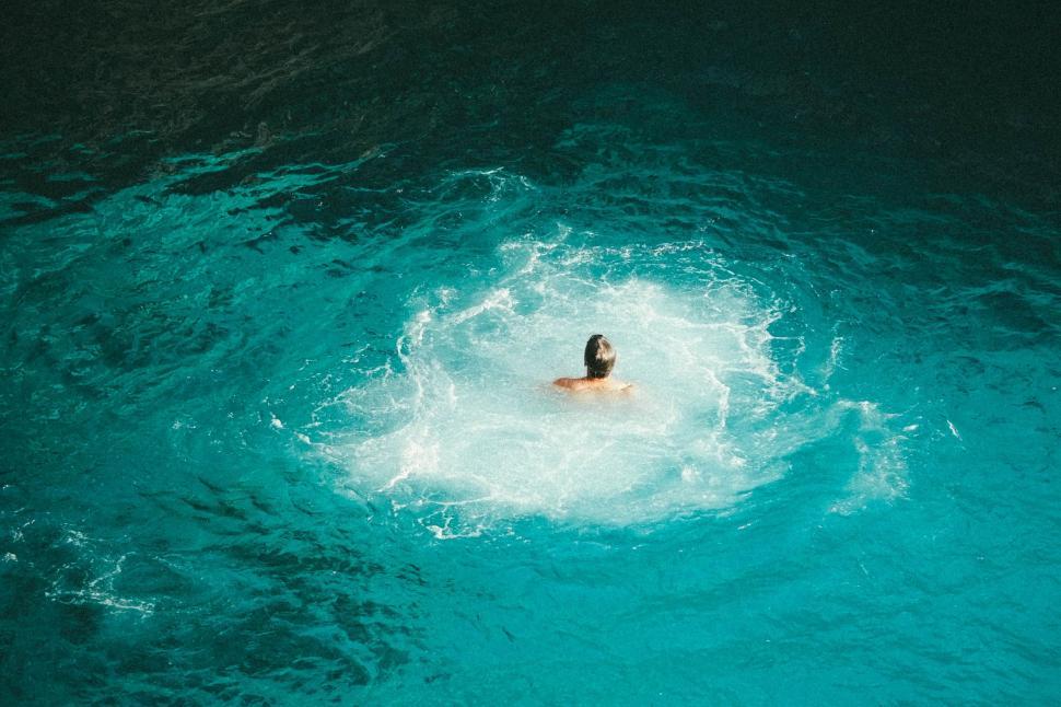 Free Image of Man Swimming in Ocean With Head Underwater 