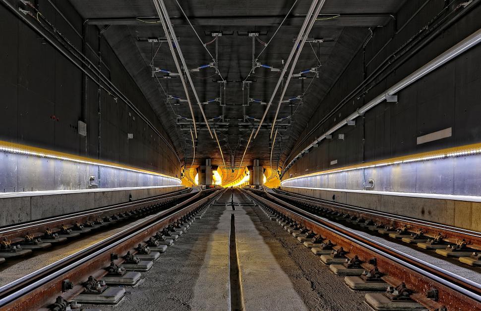 Free Image of Train Track in Tunnel 