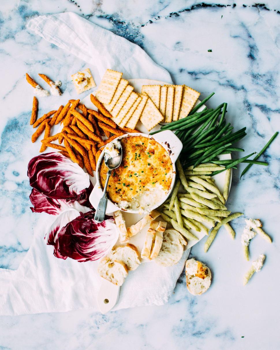 Free Image of Platter of Cheese, Crackers, and Vegetables 