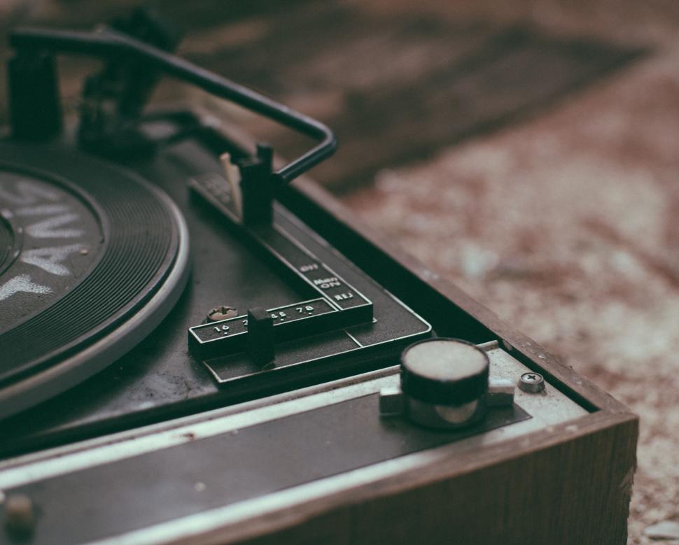 Free Image of Record Player on Wooden Box 