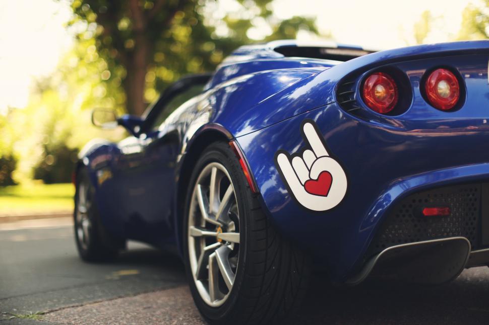 Free Image of Close Up of a Blue Sports Car 