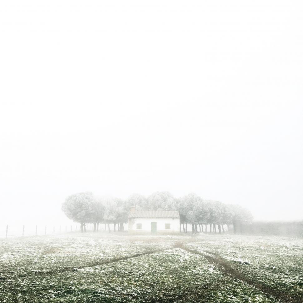 Free Image of House in Foggy Field 