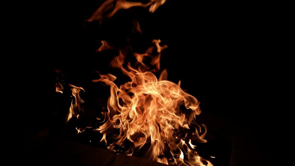 Free Image of Intense Flames Burning in Darkness 