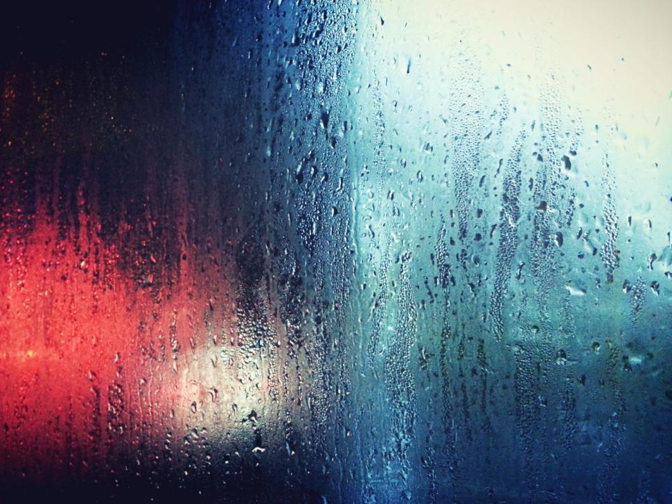 Free Image of Rain Covered Window Close Up 