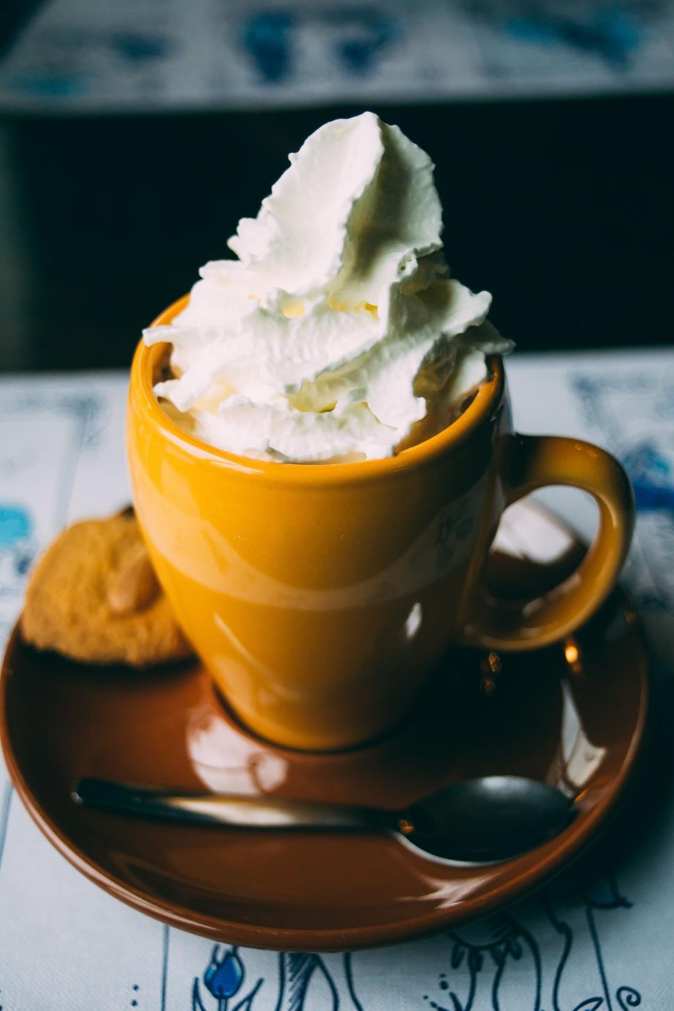 Free Image of Whipped Cream Cup on Saucer 