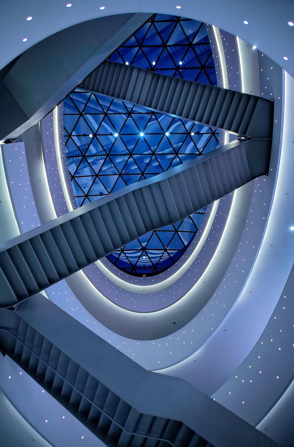 Free Image of Grand Spiral Staircase With Skylight 