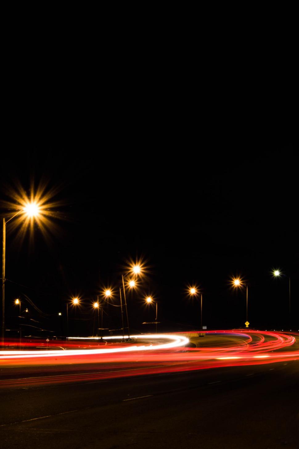 Free Image of City Street at Night With Street Lights 