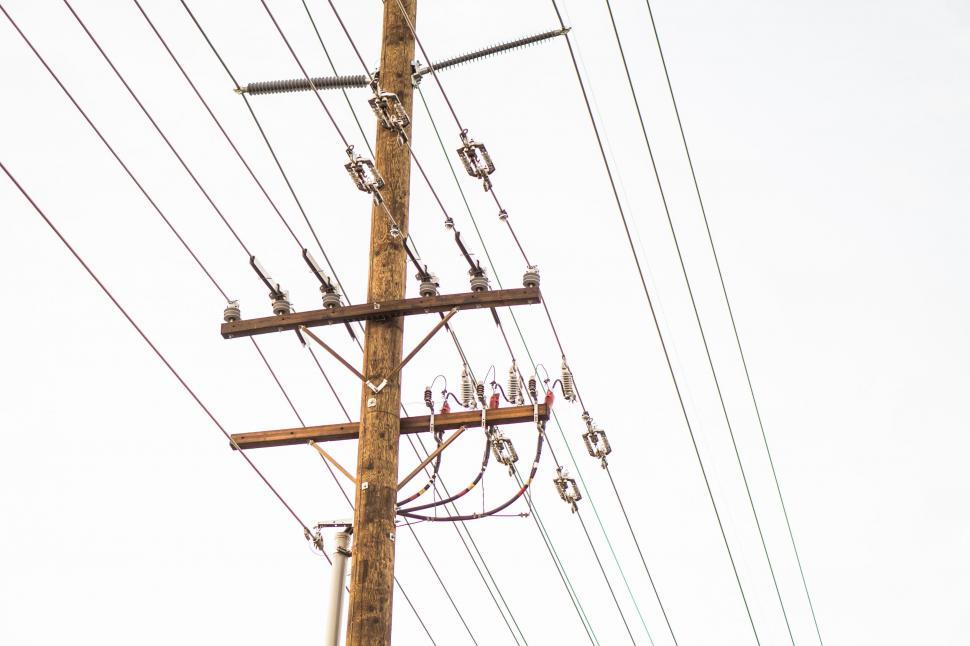 Free Image of Telephone Pole With Multiple Wires 