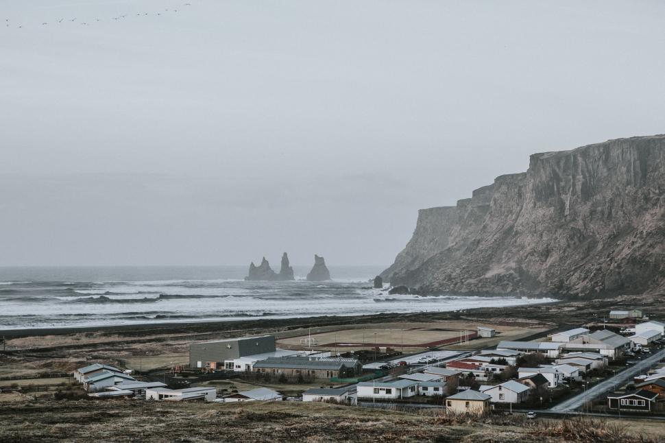 Free Image of Coastal Town Overlooking the Ocean 