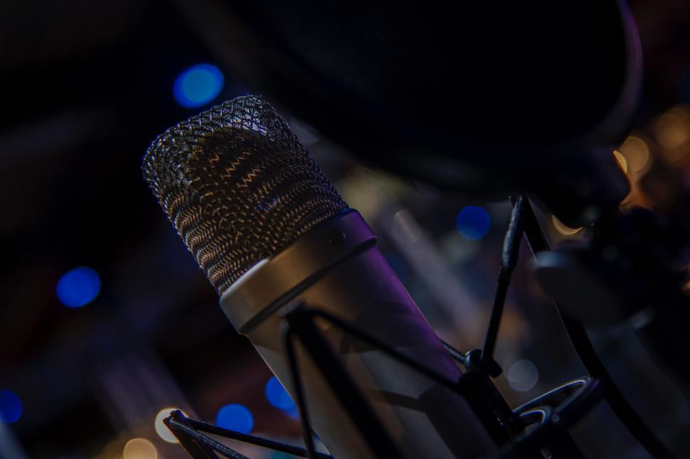 Free Image of Close Up of Microphone With Blurry Background 
