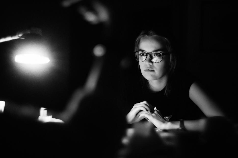Free Image of Woman With Glasses in Black and White 