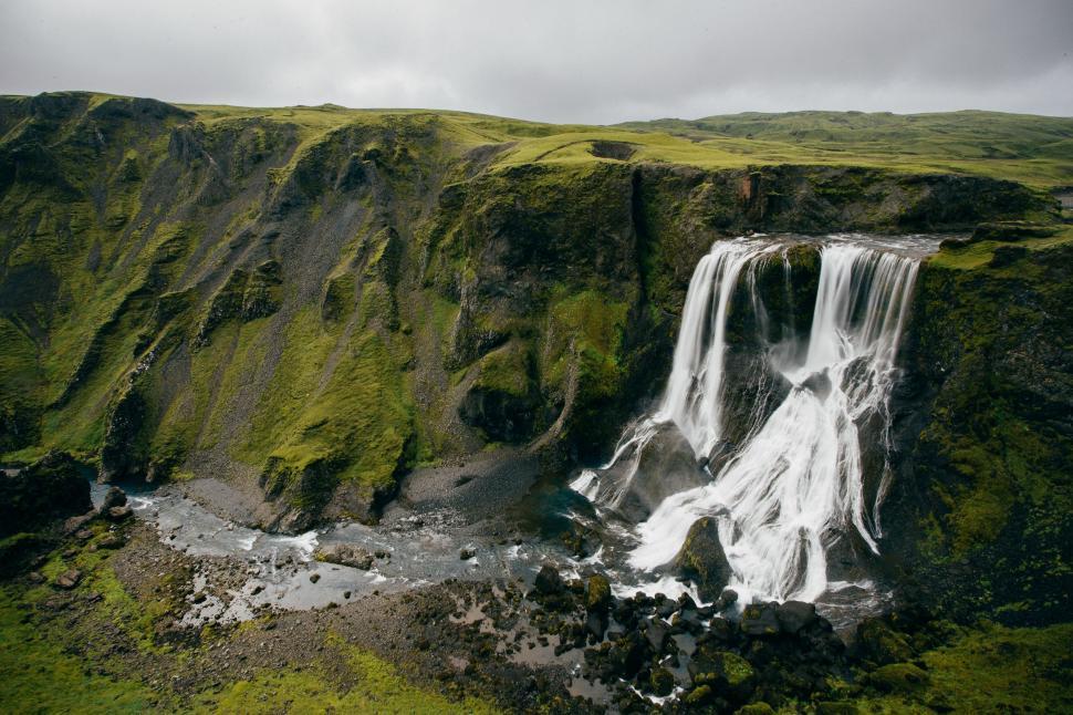 Free Image of Aerial View of Waterfall in Iceland 