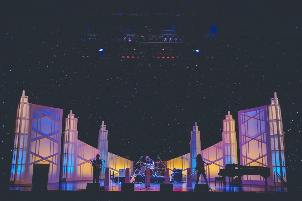 Free Image of Stage Set Up for Night Concert 