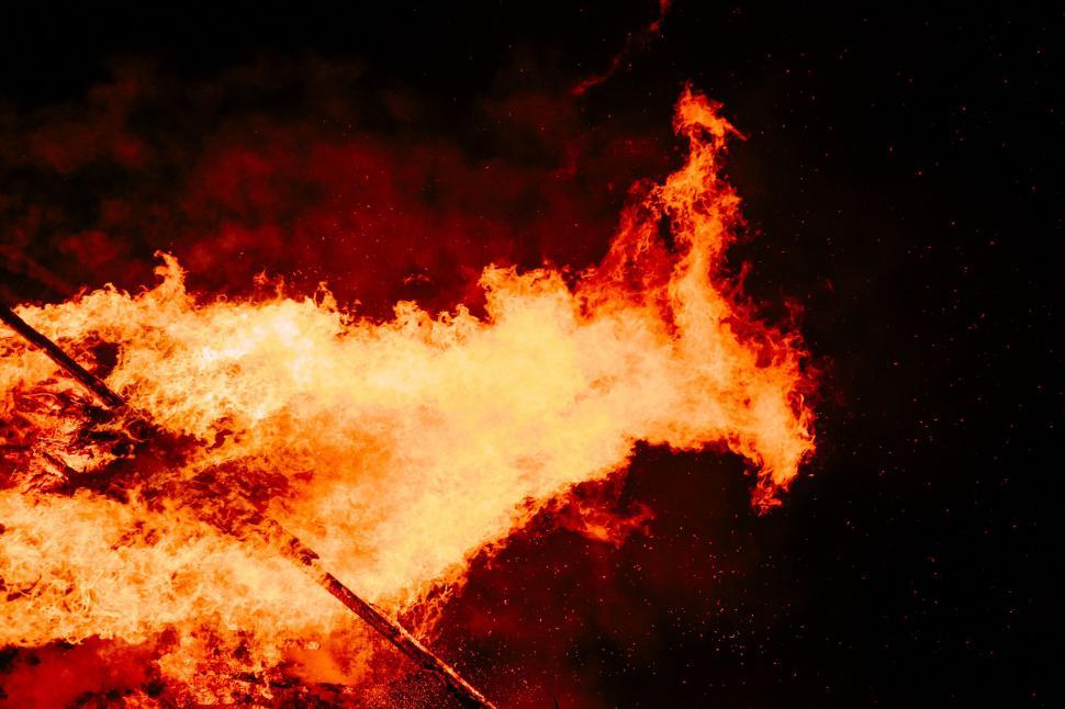 Free Image of Intense Fire Burning in the Dark 