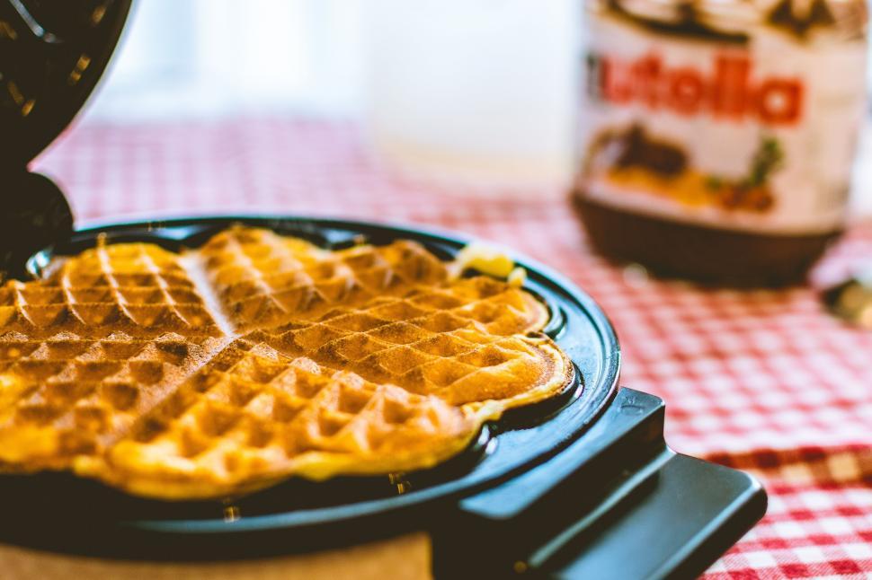 Free Image of Close Up of a Plate of Waffles on a Table 