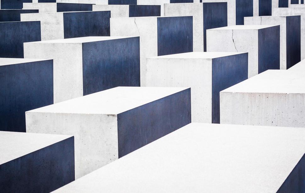 Free Image of Large Group of White and Blue Concrete Blocks 