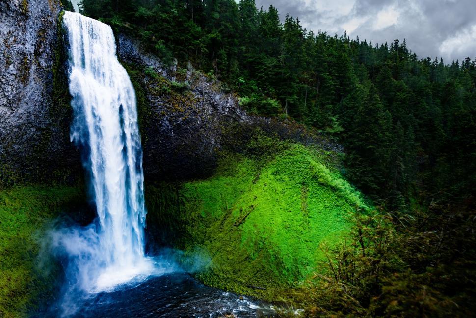 Free Image of Majestic Waterfall Surrounded by Greenery 