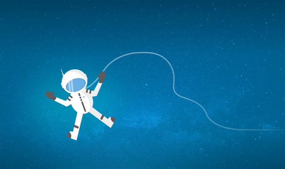 Free Image of Cartoon Astronaut Drifting and Lost in Space - With Copyspace 