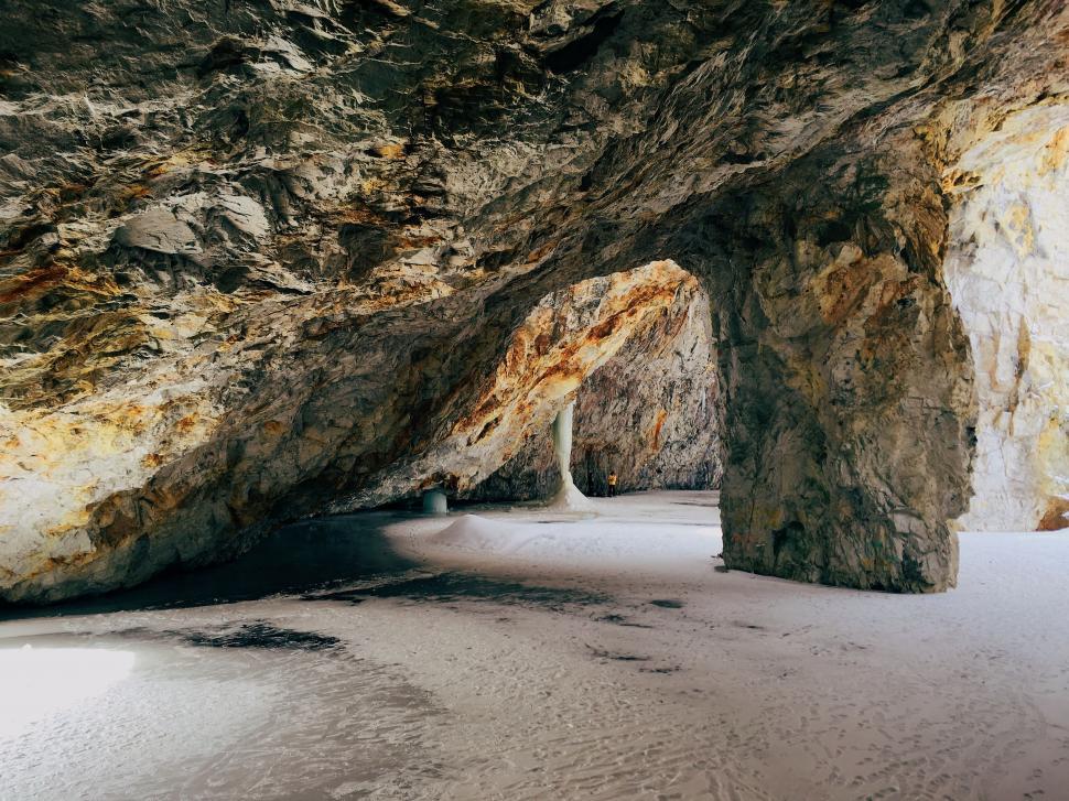 Free Image of Large Cave With Long Narrow Entrance 