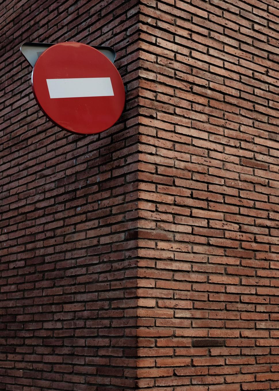 Free Image of Brick Building With No Entry Sign 