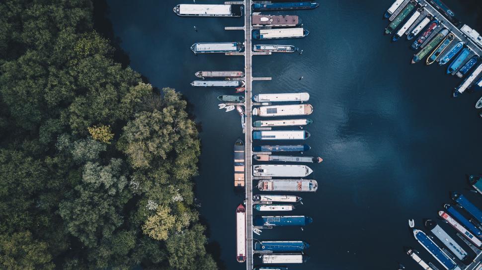 Free Image of Aerial View of Boats Docked at a Dock 