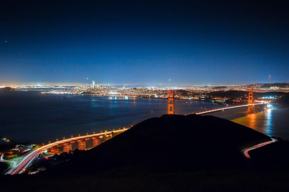 Free Image of Night View of the Golden Gate Bridge 