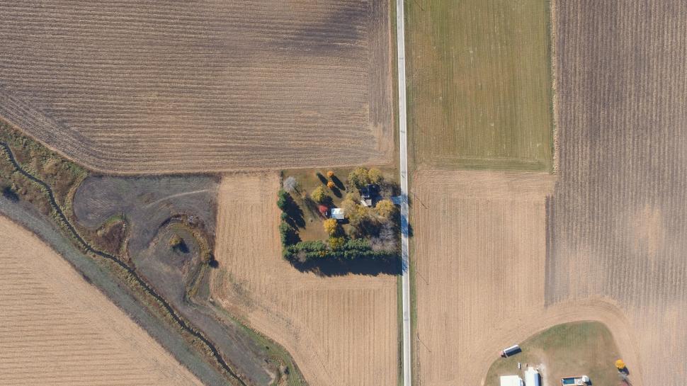 Free Image of Aerial View of Farm and Road 