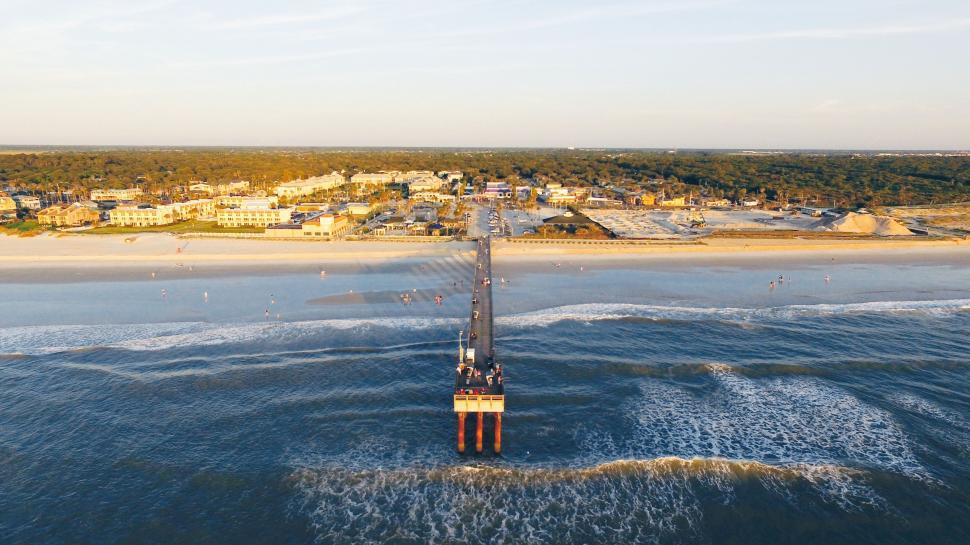 Free Image of Aerial View of a Pier in the Middle of the Ocean 