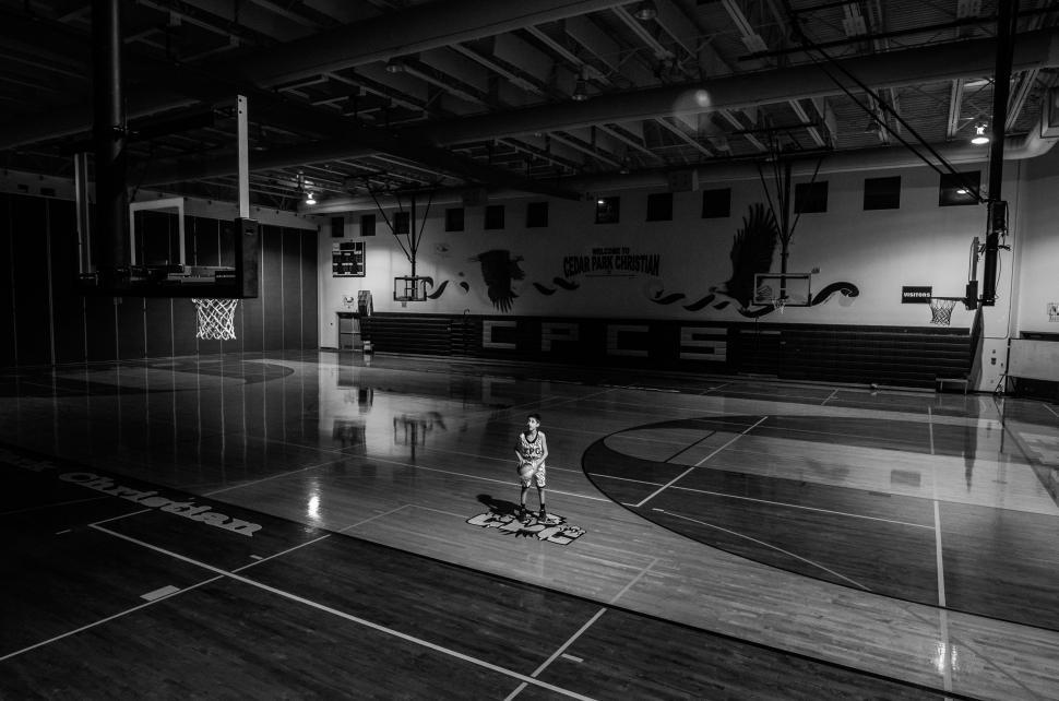 Free Image of Basketball Court in Black and White 